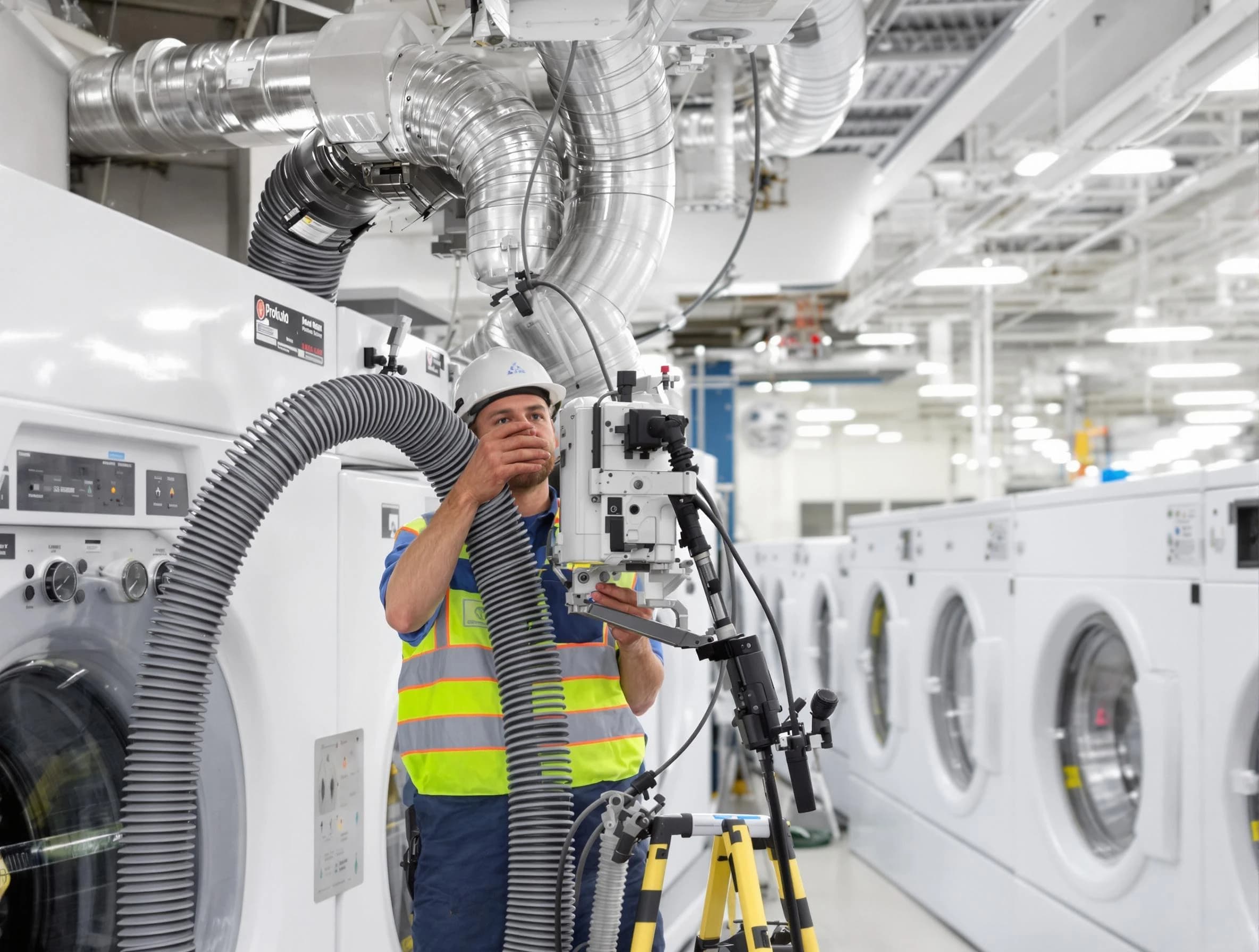 South Valley Dryer Vent Cleaning team performing commercial-grade dryer vent cleaning at a business facility in South Valley
