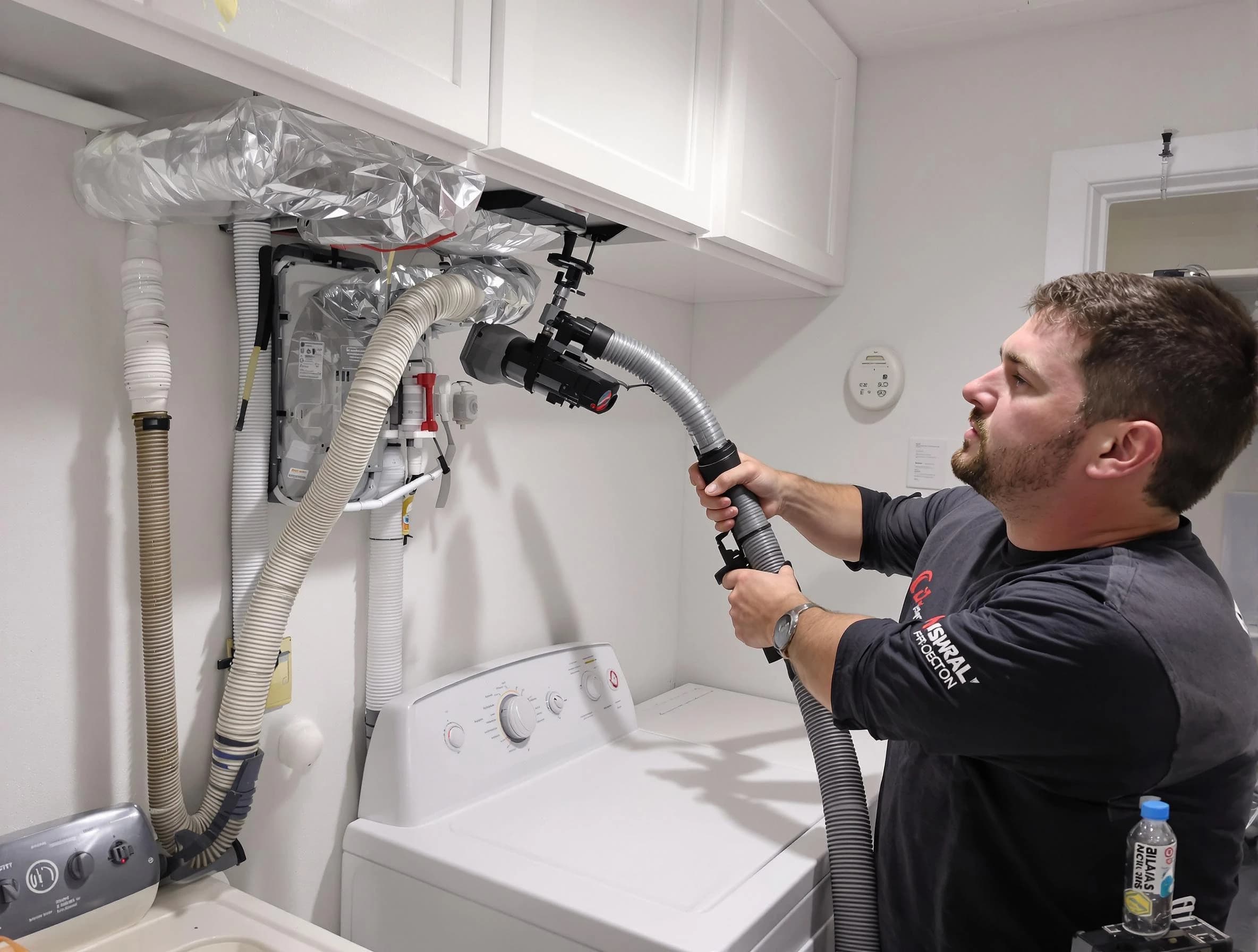 South Valley Dryer Vent Cleaning certified technician performing safety-focused gas dryer vent cleaning in South Valley