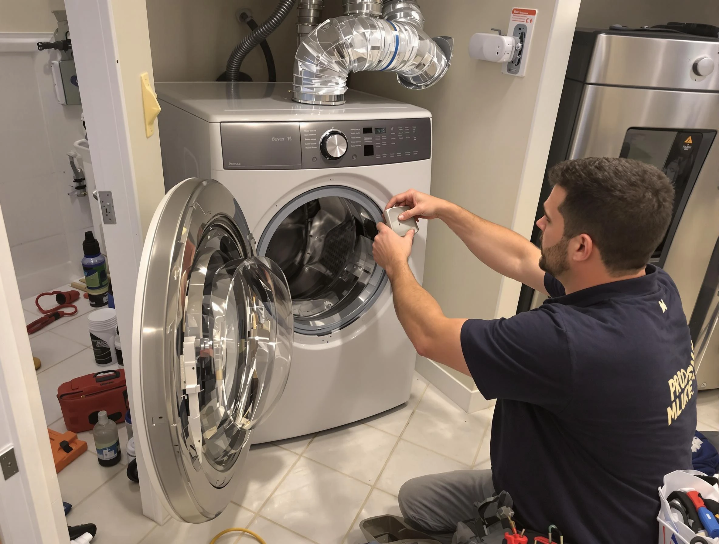 South Valley Dryer Vent Cleaning technician performing precise dryer vent hose installation in South Valley
